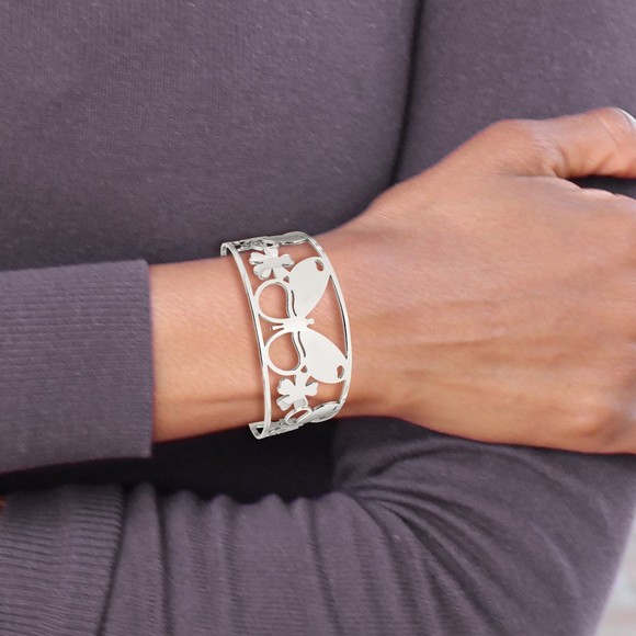 Chisel Stainless Steel Polished Butterfly Cuff Bangle Bracelet - Picture 5 of 5